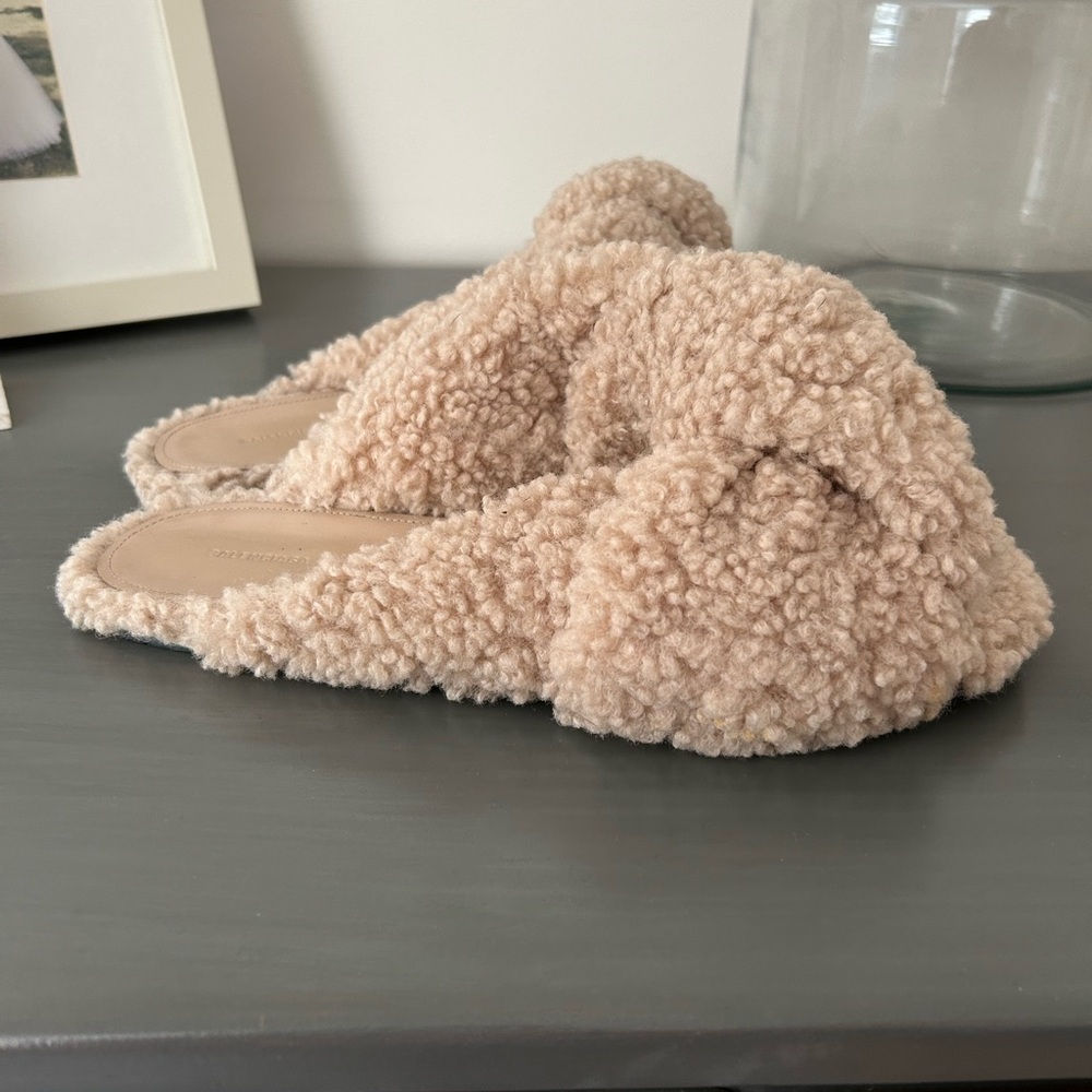 Balenciaga Cream Textured Slippers